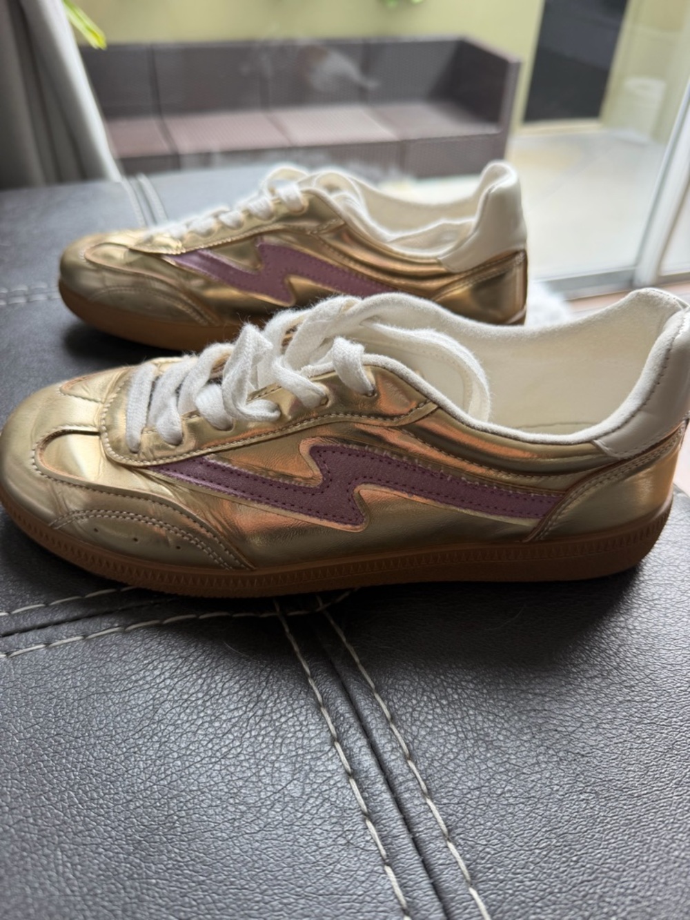Madden Girl Gold and Purple Kids Sneaker Trainers